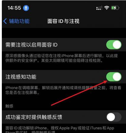 芗城苹果14维修网点分享iPhone14注视感知功能有什么用 